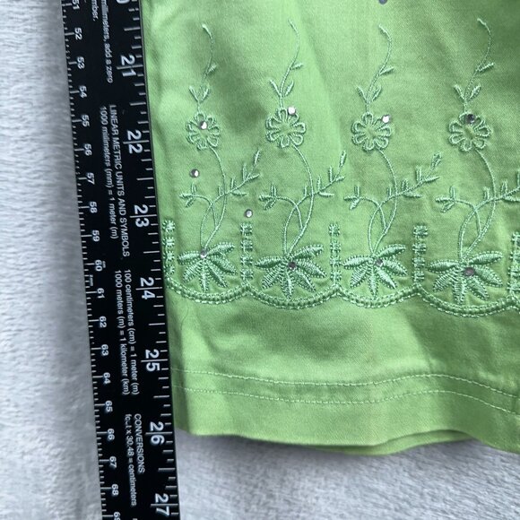 CV Veichi Skinny Jeans Embroidered Detail Ankle Slit Womens Green Size 31 - Picture 11 of 13